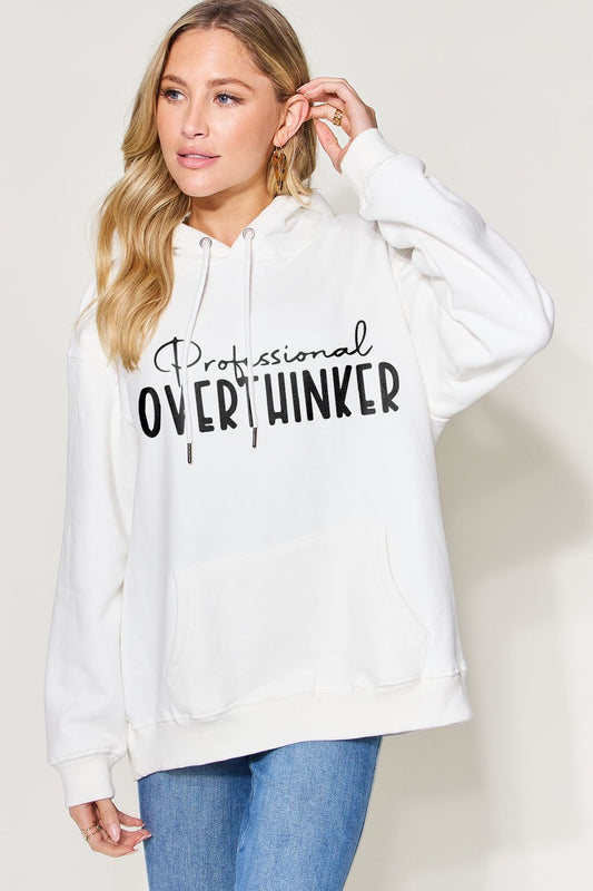 Simply Love PROFESSIONAL OVERTHINKER Graphic Drawstring Long Sleeve Hoodie